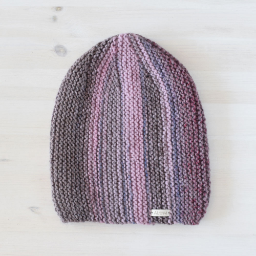 Luźna czapka - cieniowana - fiolet - wełna i akryl - rękodzieło - ALOM
