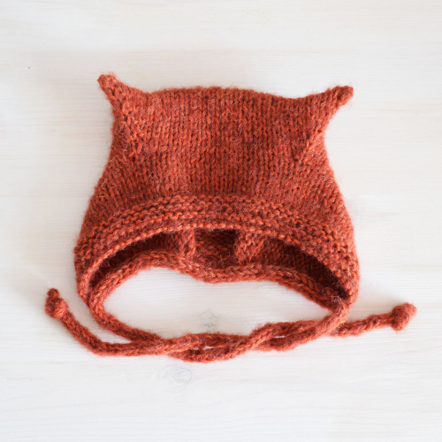 Kitty hat - toddler knit bonnet  - alpaca blend - handmade - ALOM